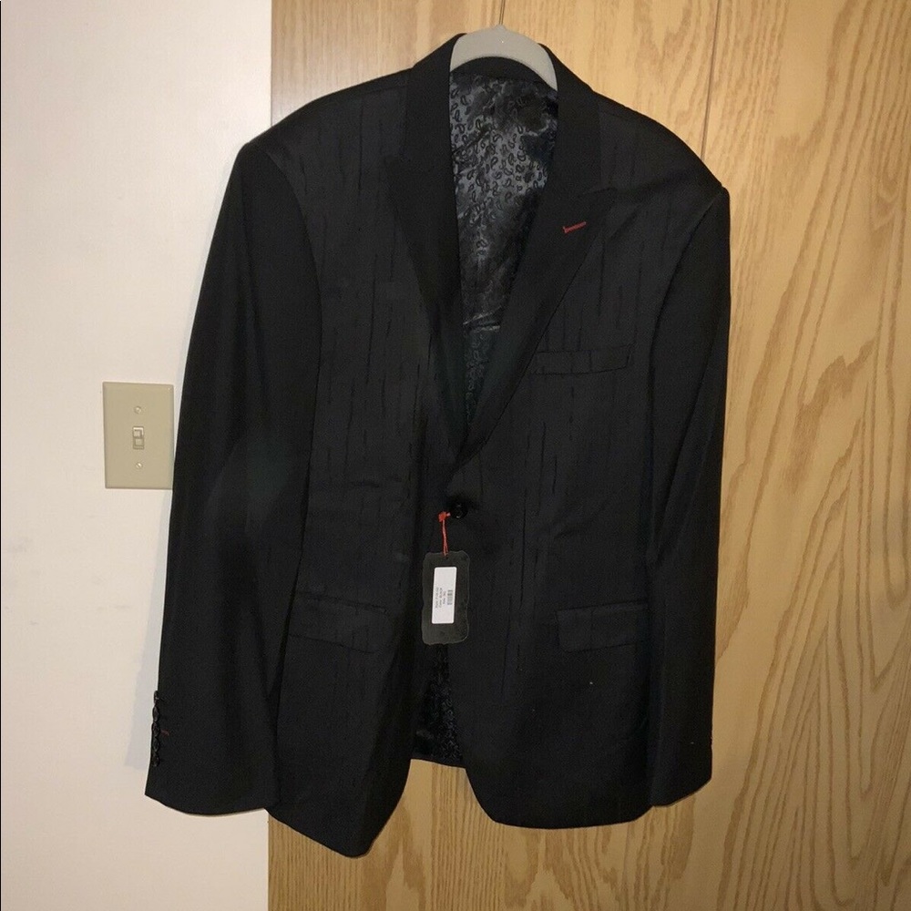 NWT TR Premium Black formal jacket self design, size 2XL